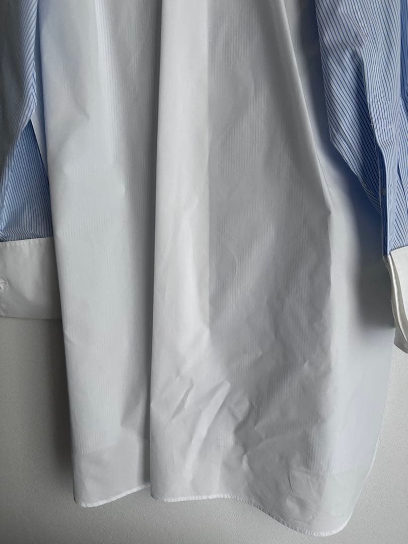 ロエベ ロングシャツ ストライプ切替 長袖シャツ アシンメトリー サイズ32