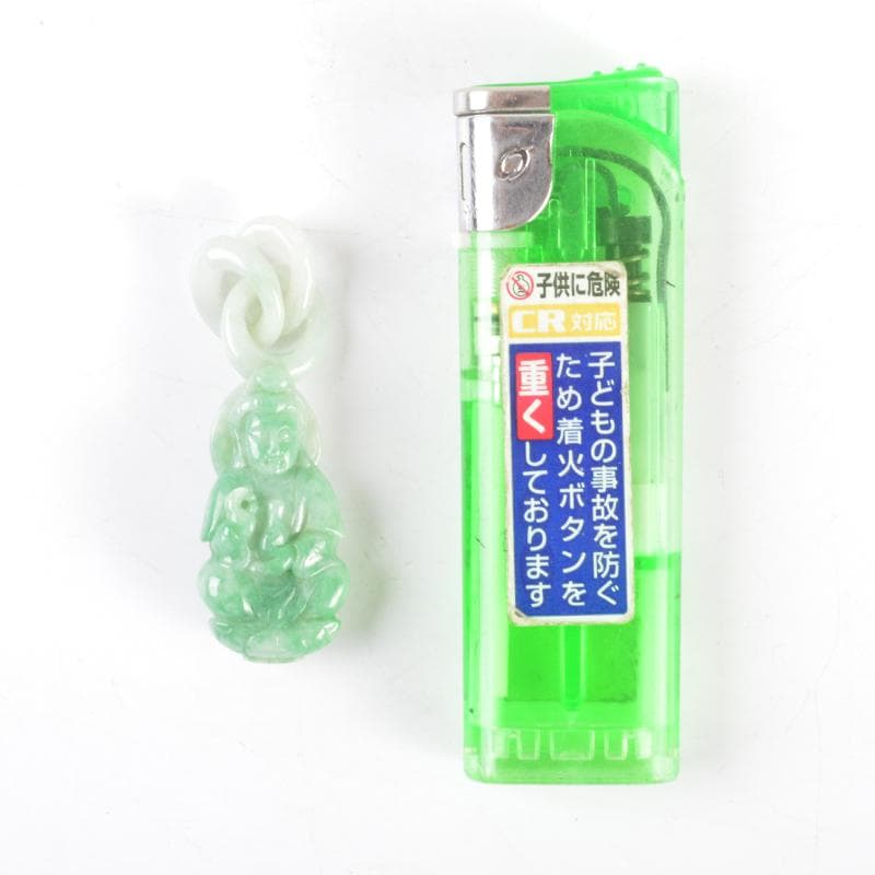 かぼちゃもち様専用玉石翡翠玉彫刻 釈迦如来像 仏像 根付 鑑定書付 C