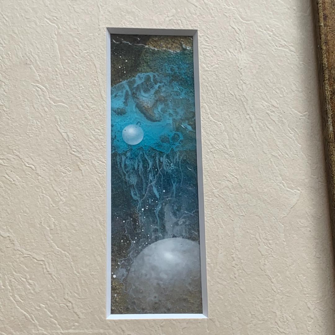 額入り】くらげ 月 絵画 油絵 スプレーアート 幻想的な絵