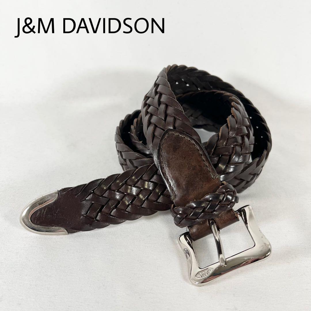 J&M DAVIDSON 編み込み 本革メッシュベルト カジュアル メンズ