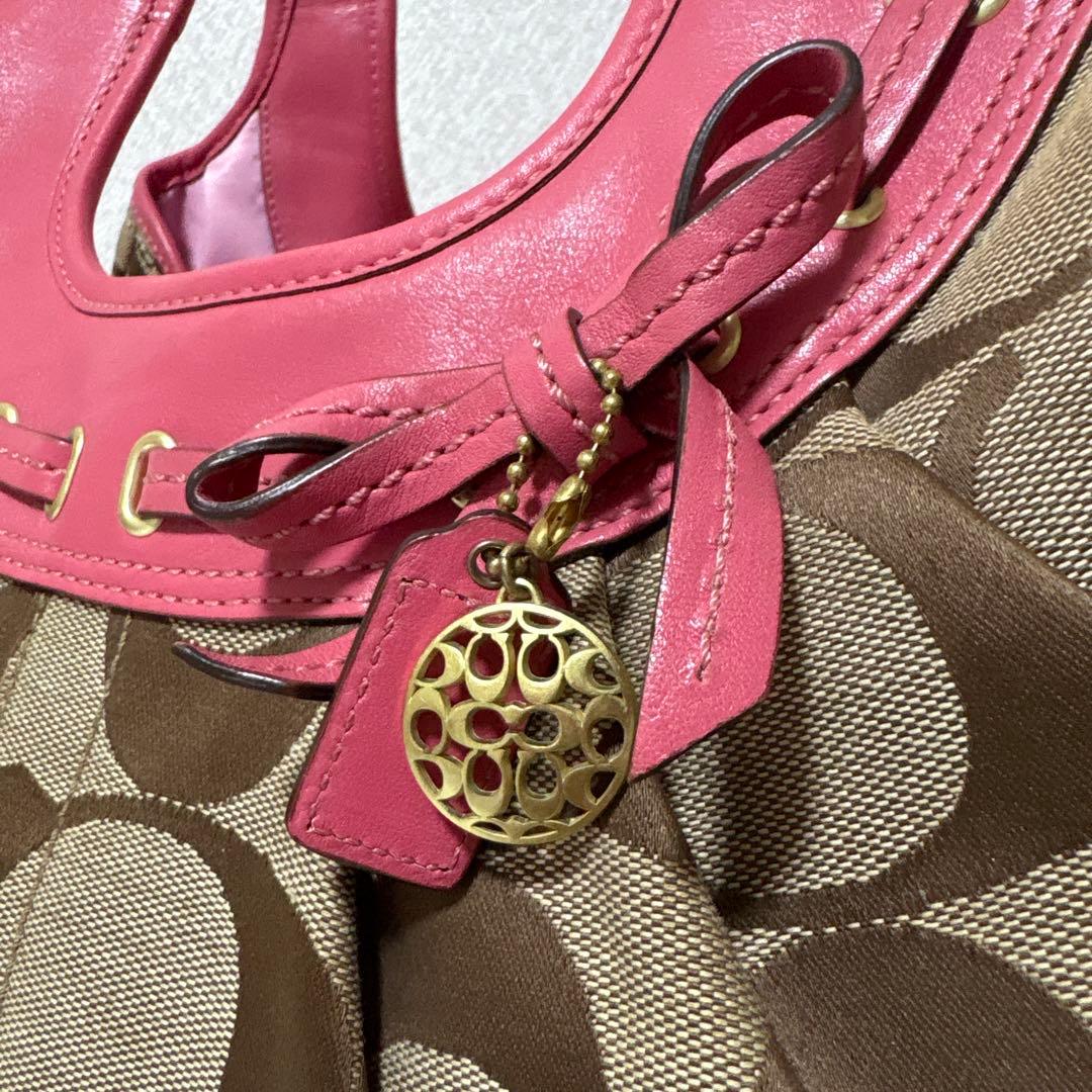 COACH 12724 kisslock pink tote bag - メルカリ