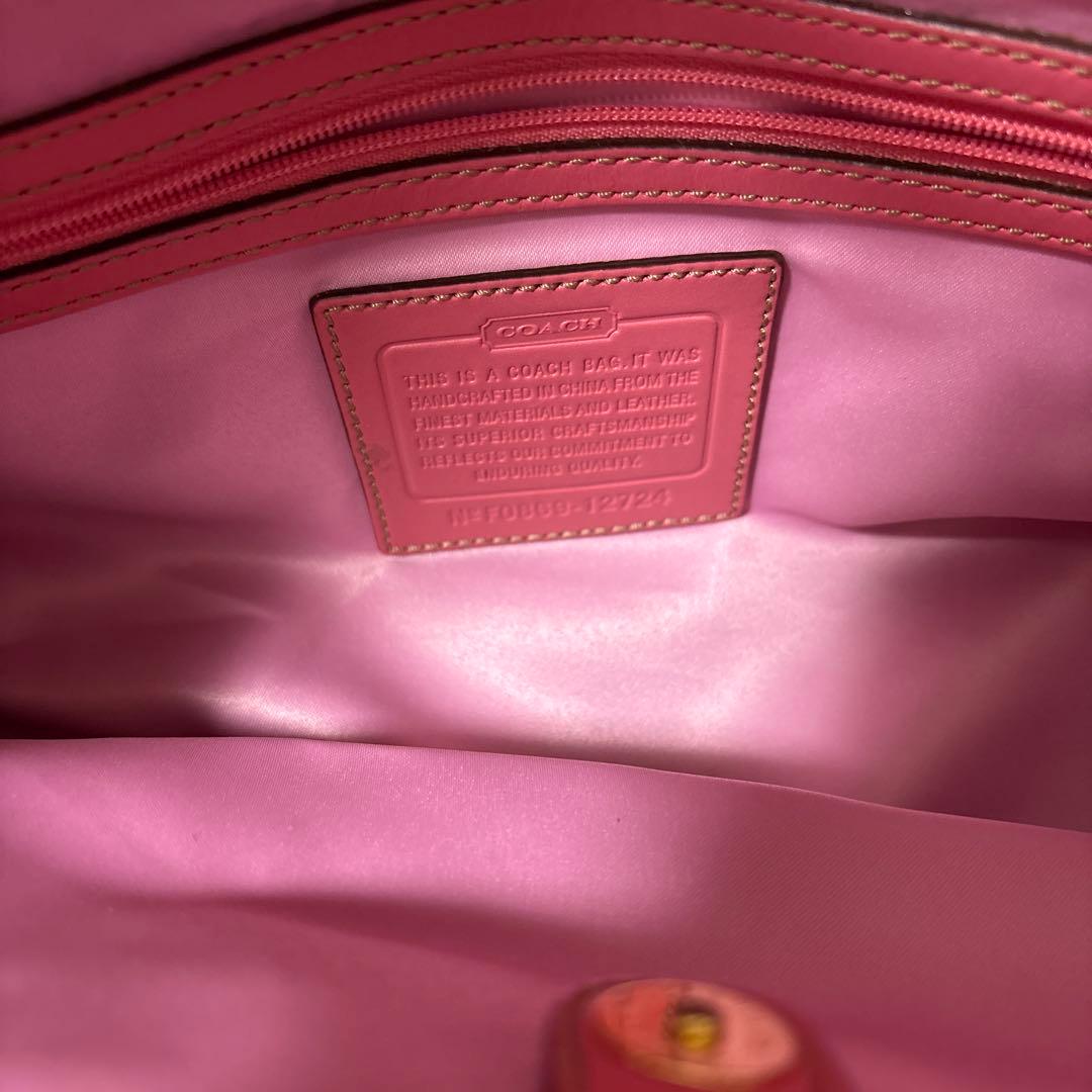 COACH 12724 kisslock pink tote bag - メルカリ