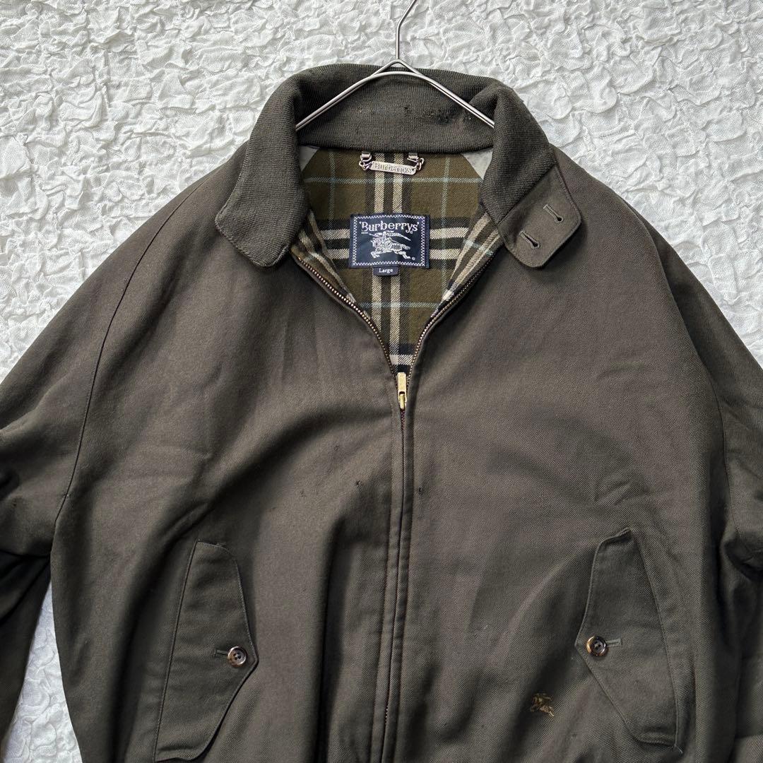 90S バーバリー ウール ハリントンジャケット G9 ホースロゴ オリーブ