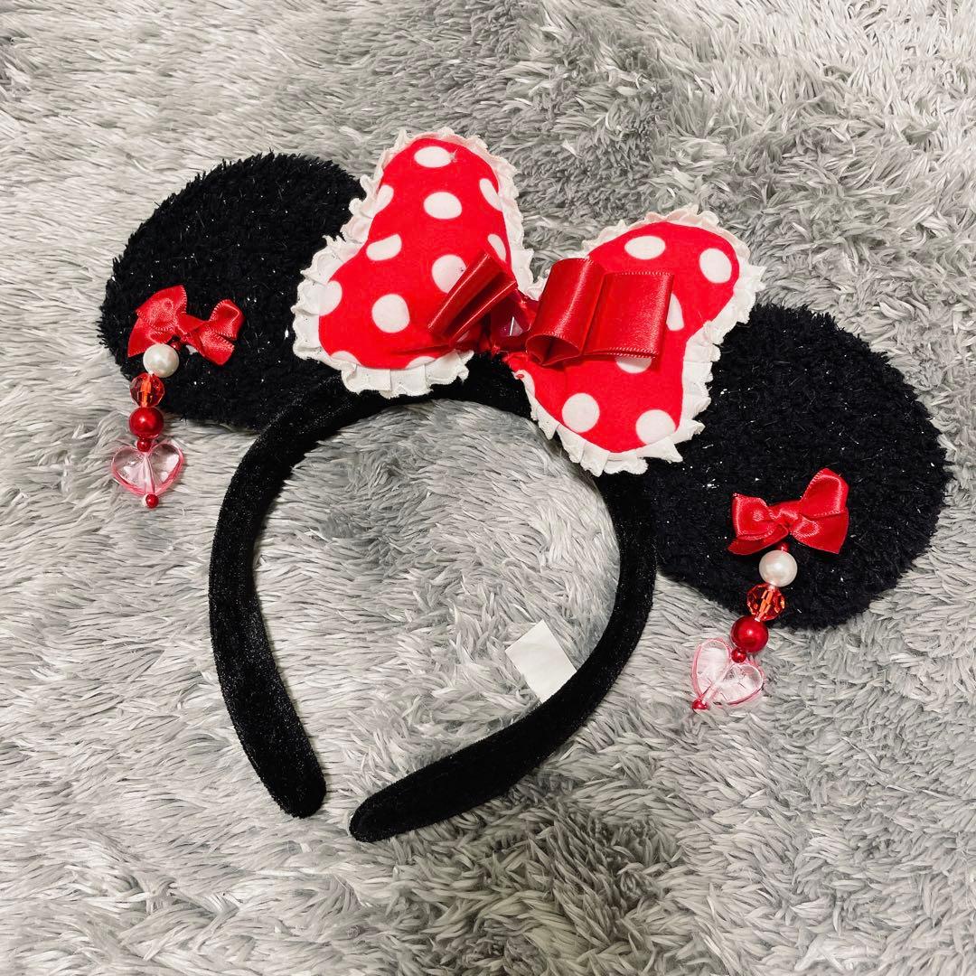 ディズニー ミニー カチューシャ 赤 イヤリング ドット 水玉 ピアス
