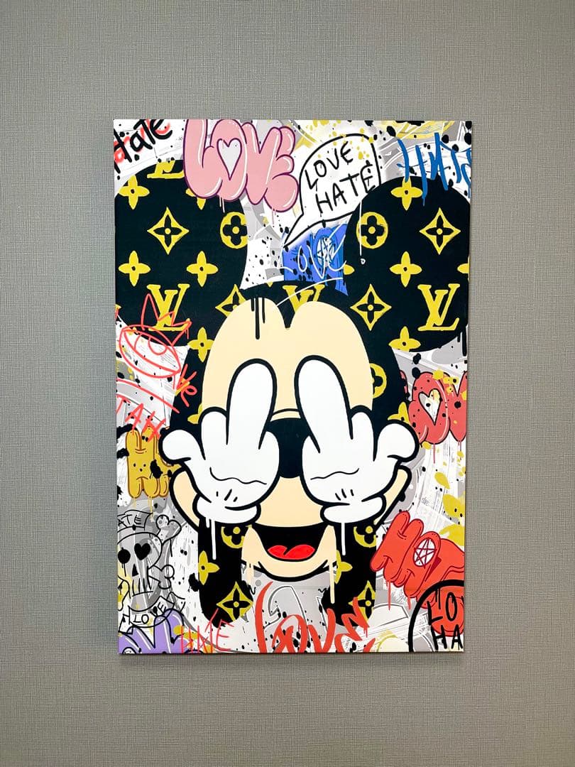 No.114木枠付きキャンバスアート　アートパネル　オマージュアート　バンクシー