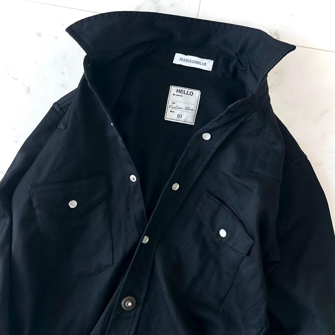 人気 マディソンブルー ウール ウエスタンシャツ ブラック 長袖シャツ