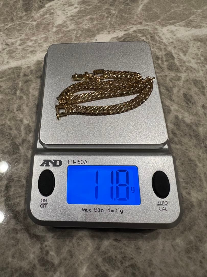 11.8g k18 喜平　6面ダブル　ブレスレット　18センチ