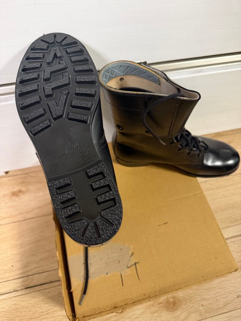 警察隊使用 編み上げブーツ 予備品 未使用 本革 25.5cm