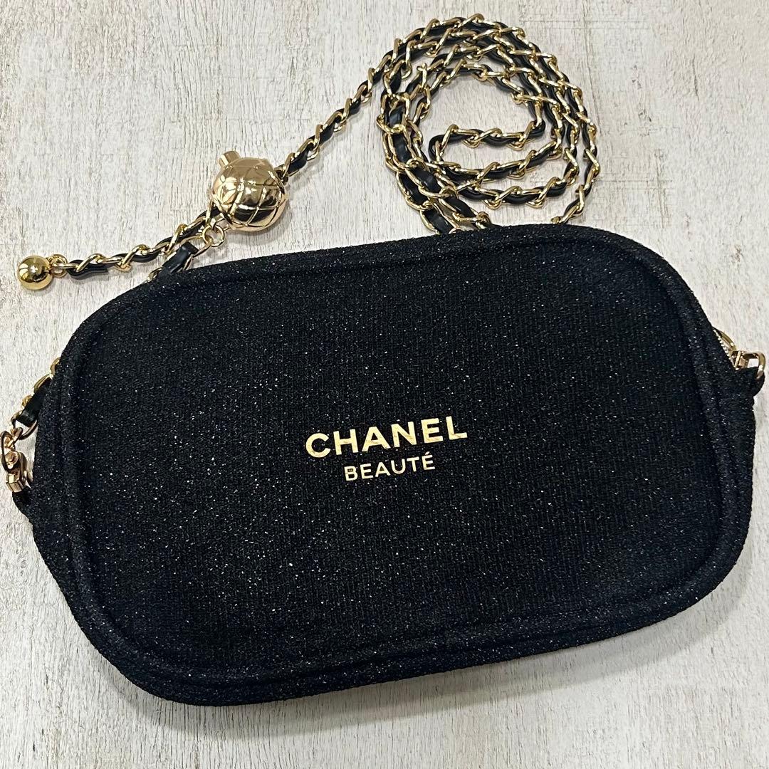 CHANEL】ノベルティ ポーチ ゴールドチェーン付き ショルダーバッグ