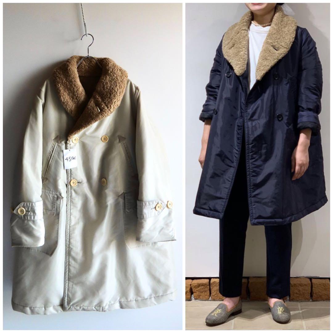 試着のみ 45R ナイロン×ボアのコート 3 ショールカラー 45rpm 45R（フォーティファイブアール）の「厚ナイロン×ボアの908ショール