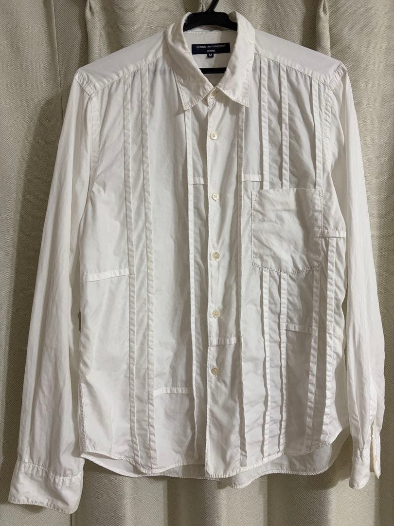コムデギャルソン オム ピンタック 白シャツ M 日本製