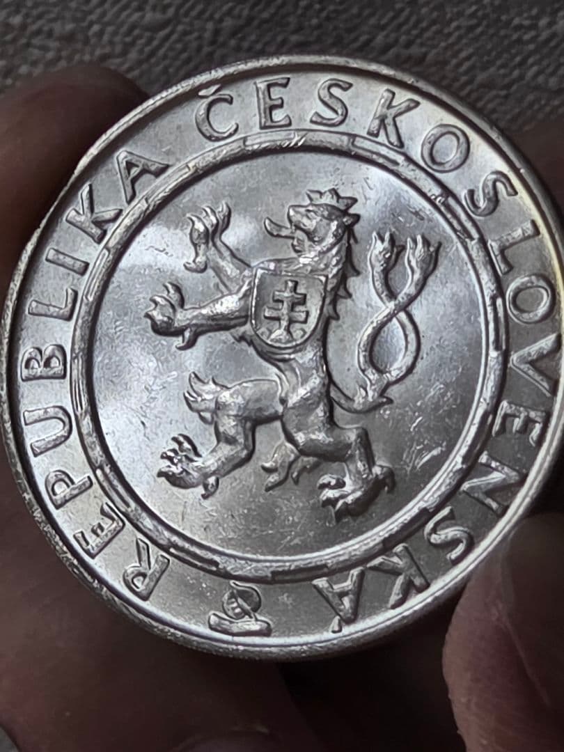 稀少) チェコスロバキア人民共和国 解放10周年記念 100コルン銀貨1955