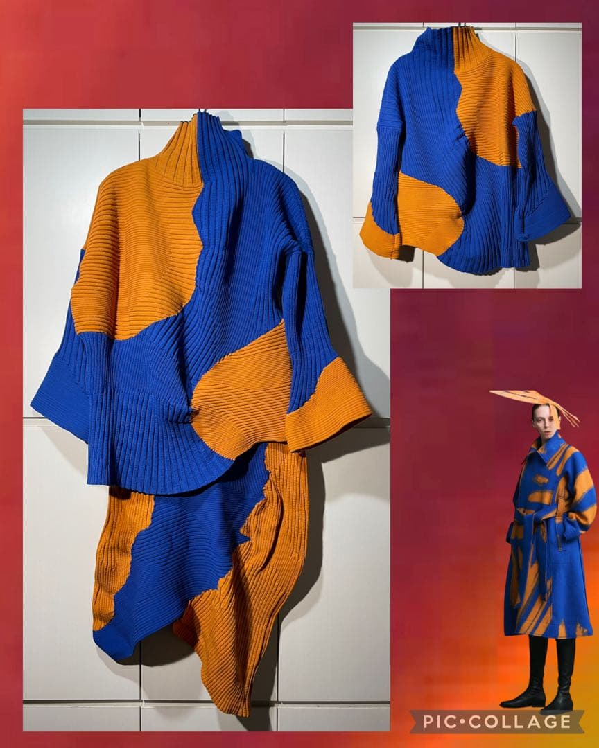 ISSEY MIYAKE 変形ニット トップス 青 イッセイミヤケ 中古・古着通販】ISSEY MIYAKE MEN (イッセイミヤケメン) モヘア混