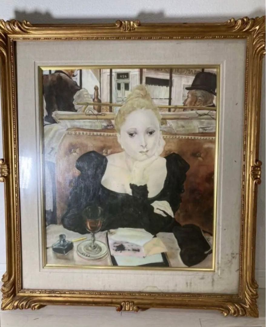 特大サイズ 藤田嗣治 カフェにて 豪華額装品 - メルカリ