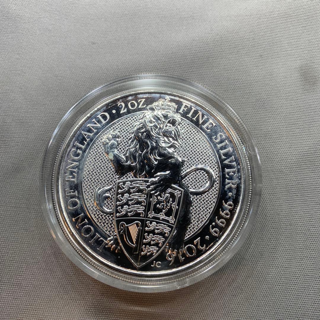 S4 純銀貨 2オンス クイーンズビースト　2016 ライオン・イングランド