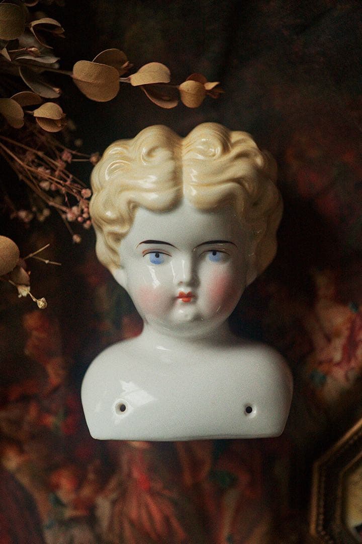 アンティーク チャイナヘッドドール ビスクドール ショルダーヘッド ドイツ製 チャイナヘッドドール ビスクドール 12.5cm アンティーク