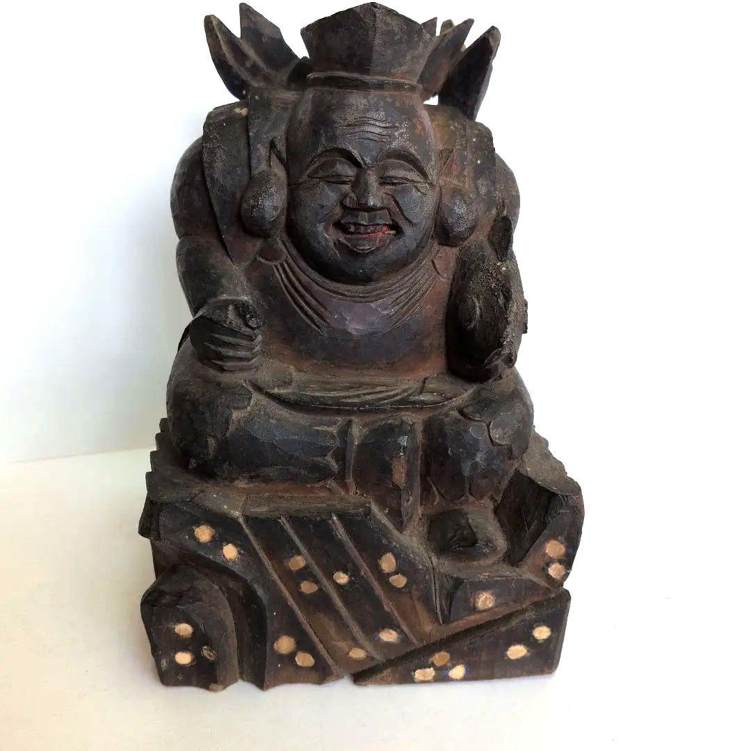 大黒天木製仏像彫刻 約20cm 江戸後期くらい - メルカリ