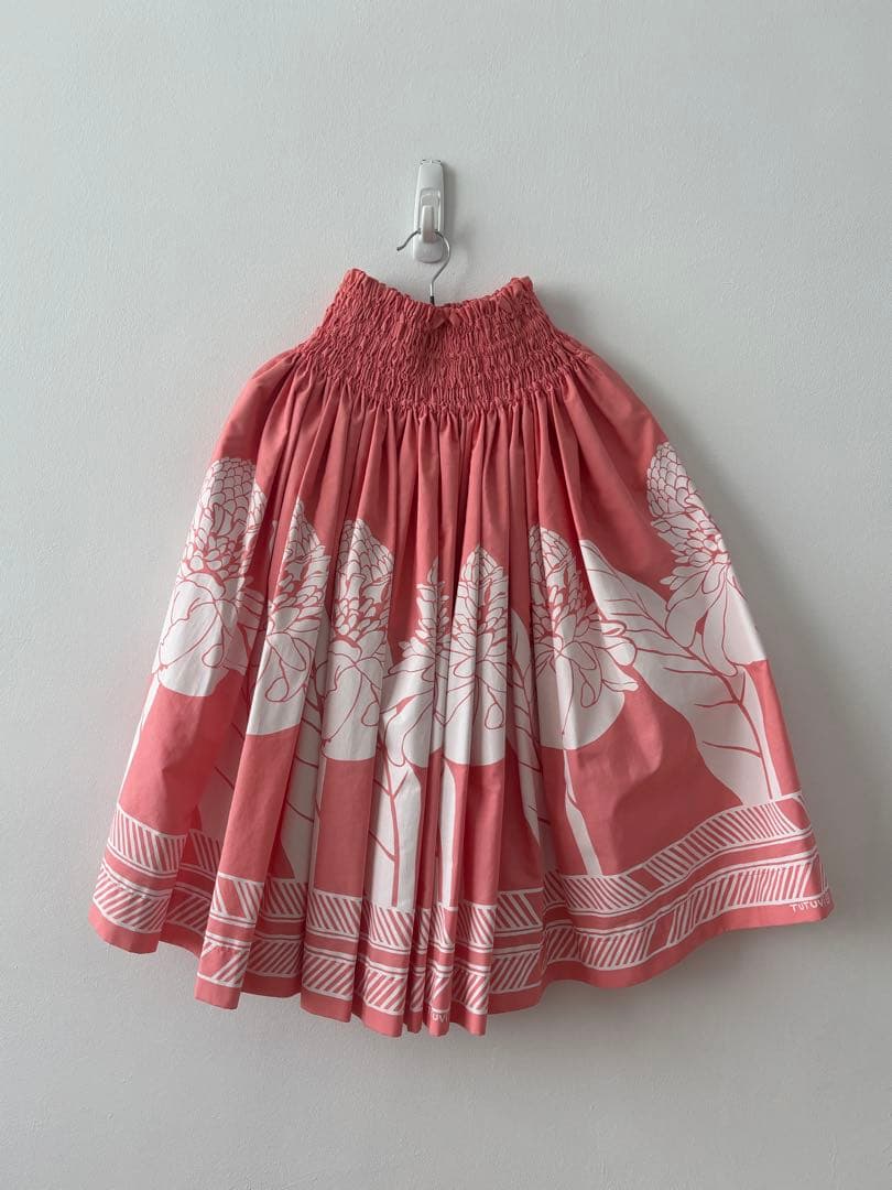 TUTUVI フラダンス用花柄スカート ピンク トーチジンジャー