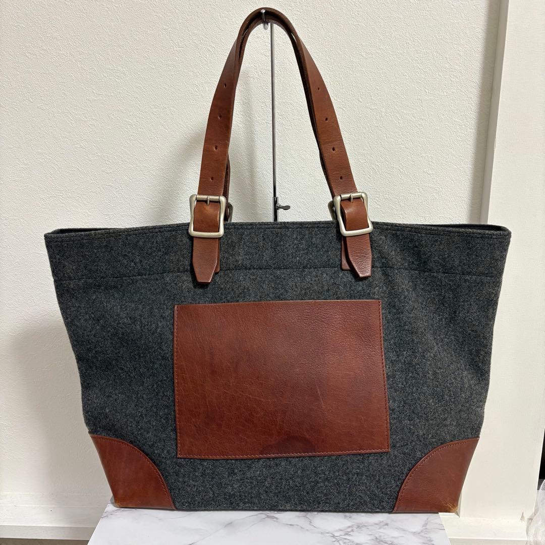 コムデギャルソンオム トートバッグ A4収納 ウール　レザー 肩掛け アーカイブ