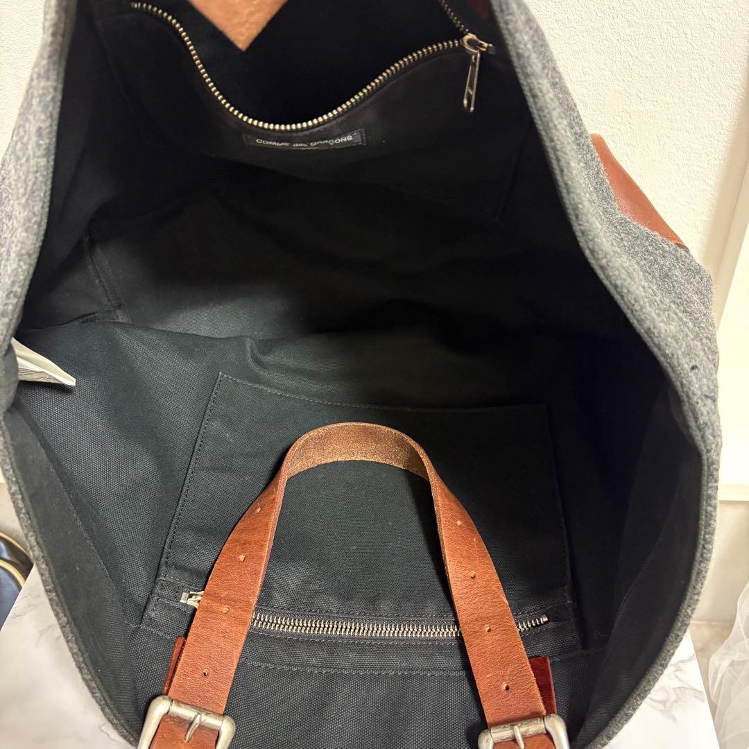 コムデギャルソンオム トートバッグ A4収納 ウール レザー 肩掛け