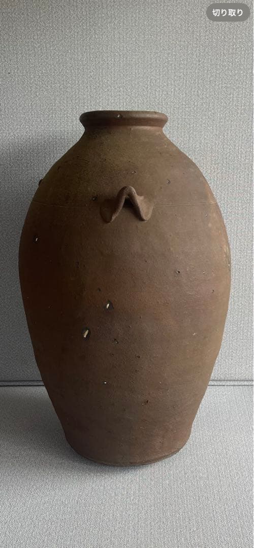 【備前焼、三耳壺、花器中壺、骨董品アンティーク、箱無し。