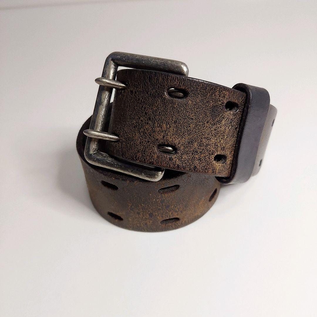 vintage ヴィンテージフェードグランジベルト 本革 焦げ茶 カート