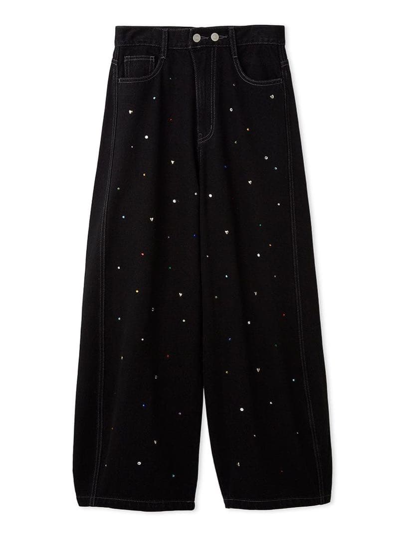 [L.B CANDY STOCK]バリエーションビジューデニムパンツ