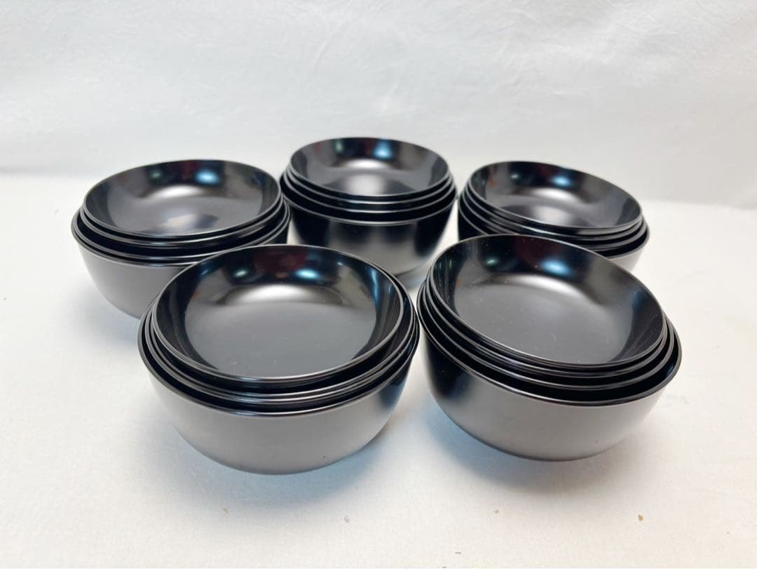 懐石道具 木製黒真塗 四つ椀 5客揃え 吸い物椀 汁椀 小丸椀 箱無 煮物椀 木製 4.5寸 竹切金入 黒漆塗 漆塗 吸物椀 お椀 食器 研出し 磨