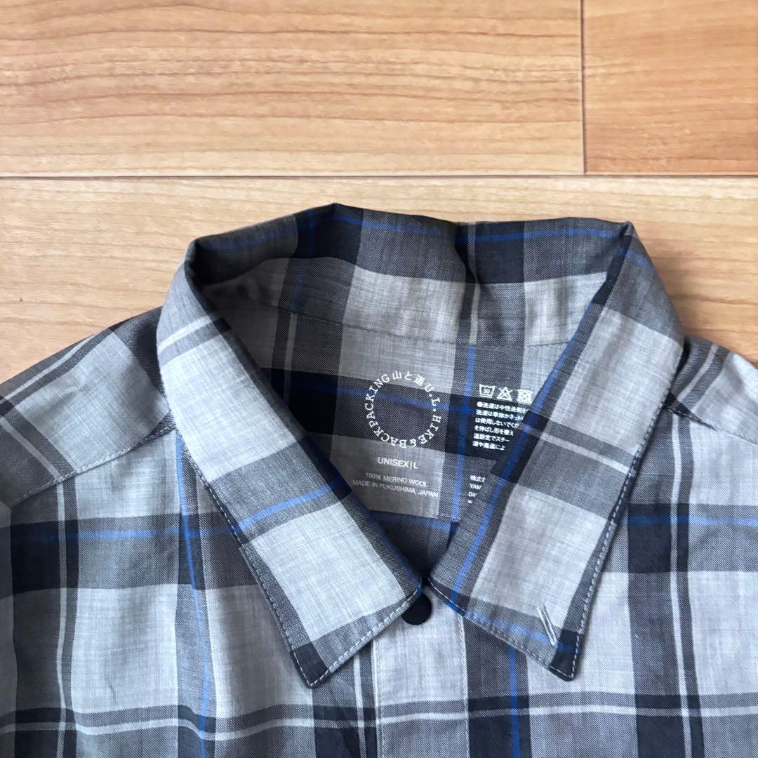 山と道 メリノシャツ グレーチェック L - メルカリ