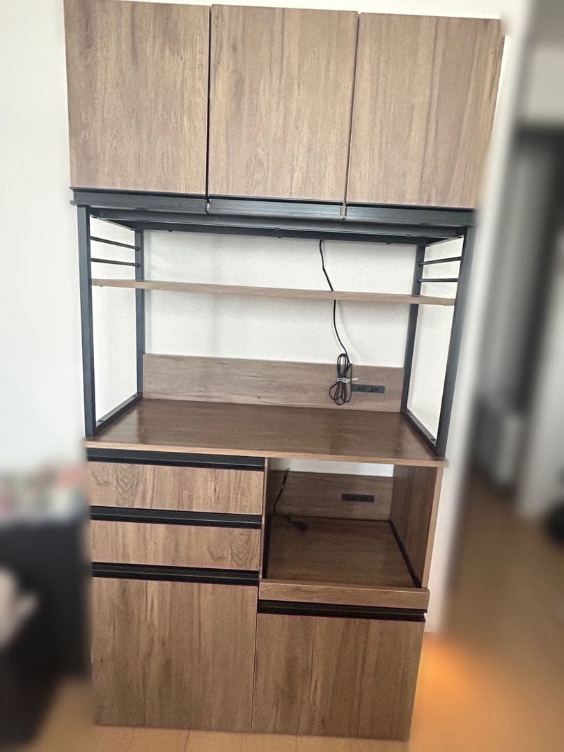 レンジボード　キッチンラック　食器棚　木目