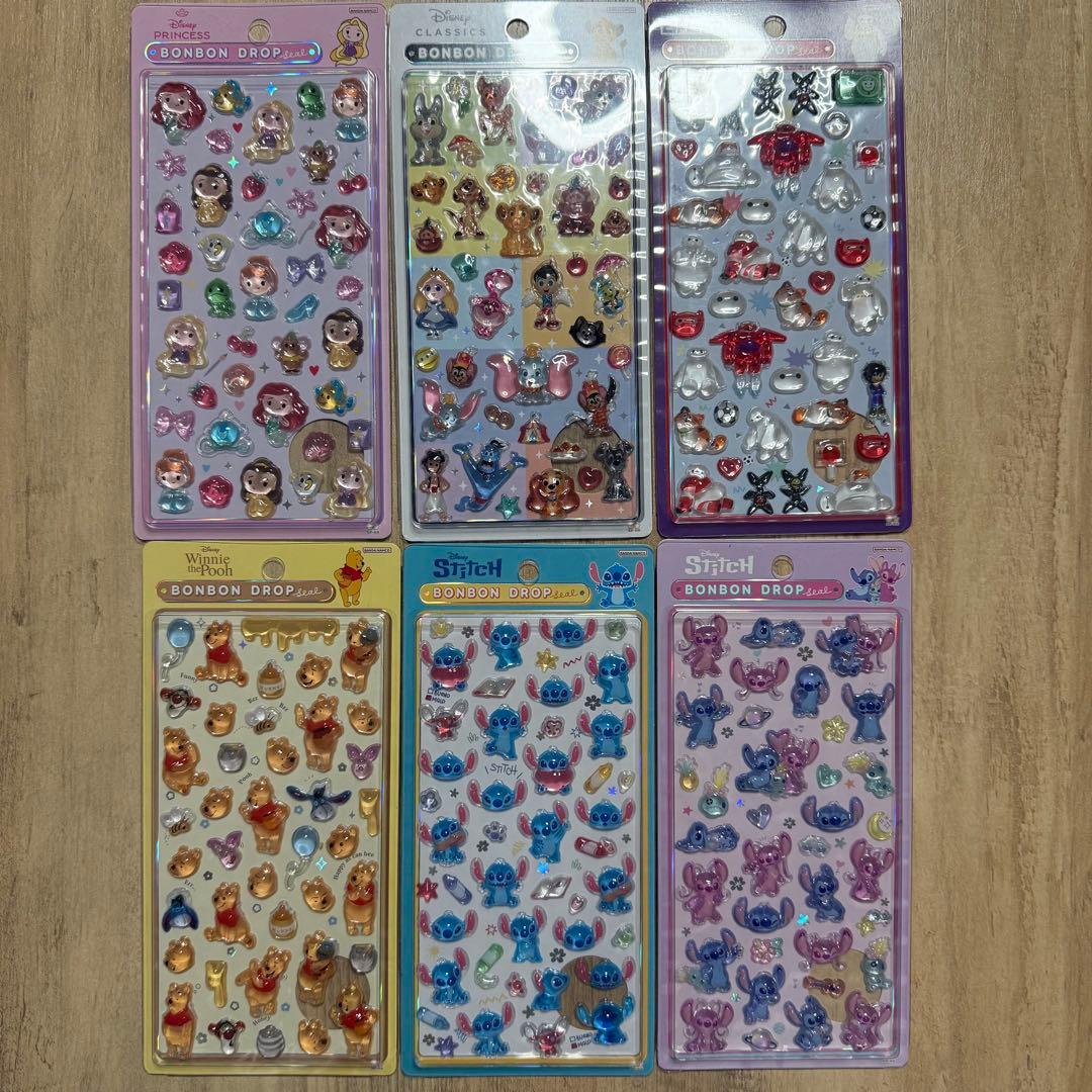 【正規品】ディズニー　ボンボンドロップ６枚セット サンスター文具 正規品 ボンボンドロップシール mini ディズニー