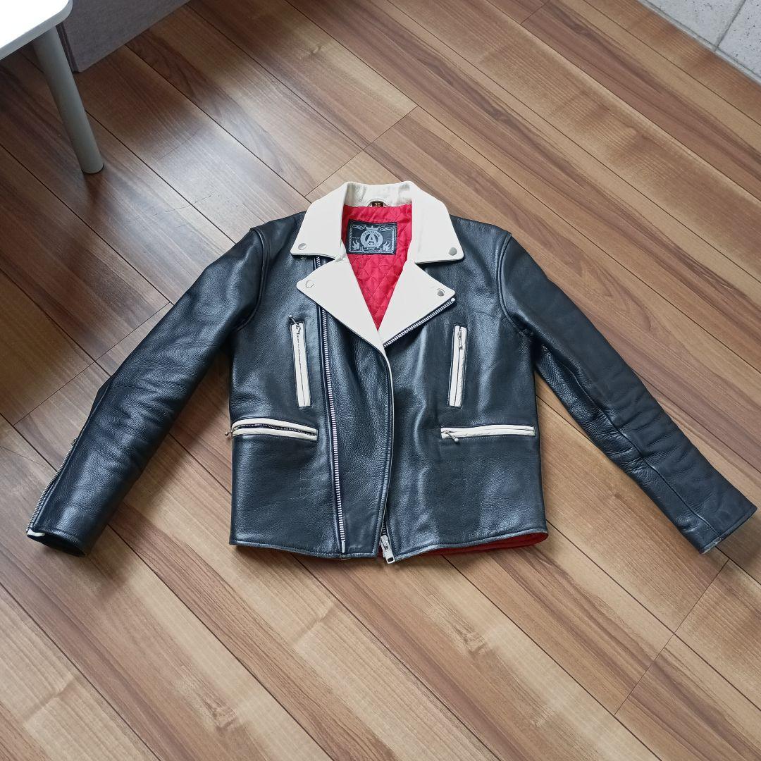 白黒ツートンカラー革ジャン 　KEYSTATION キーステーション ロカビリー