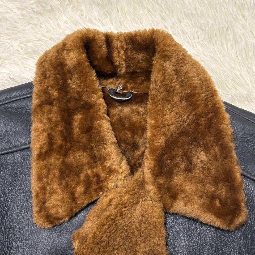 激レア✨2XL相当 ミツミネ リアルムートン ピーコート ラムレザー 黒