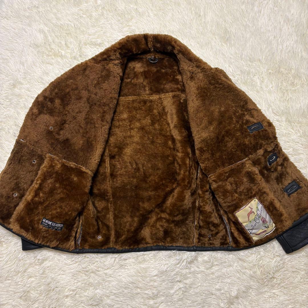 激レア✨2XL相当 ミツミネ リアルムートン ピーコート ラムレザー 黒