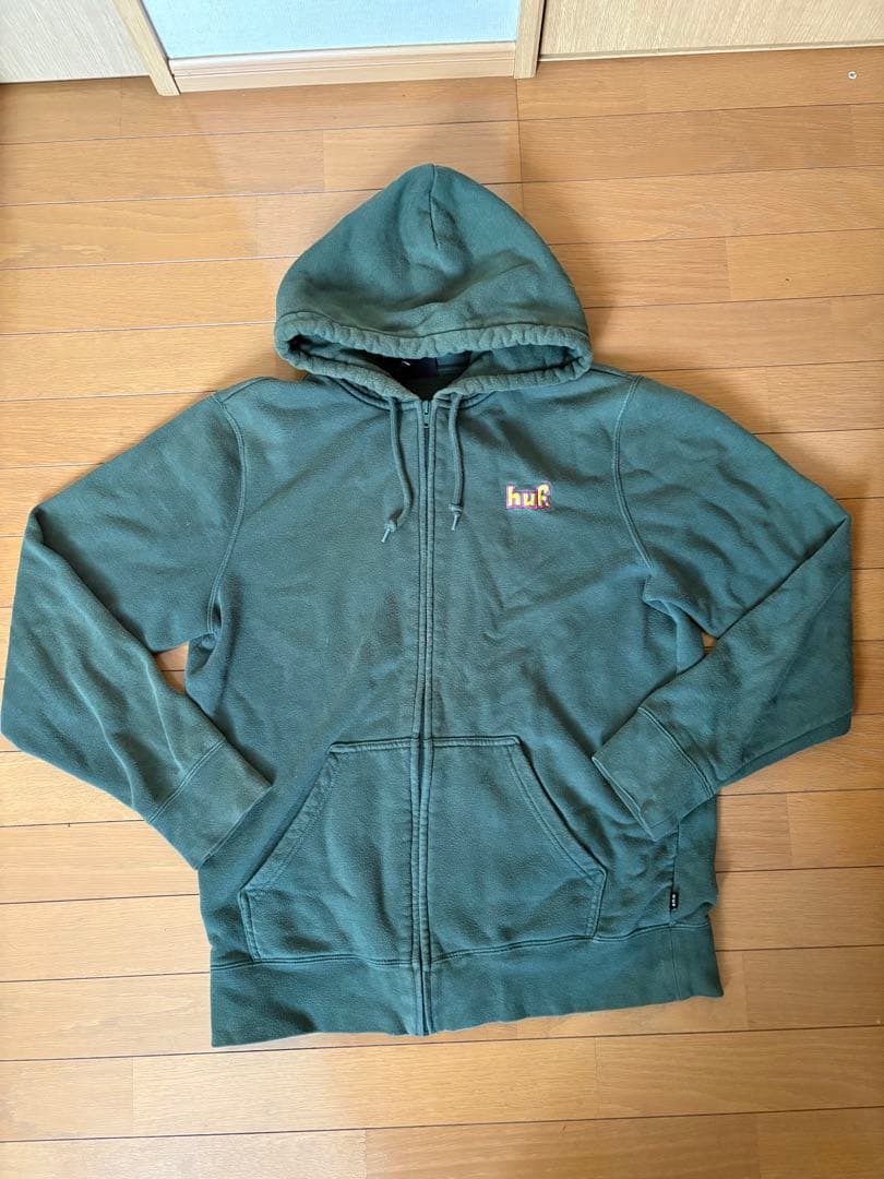 HUF オリーブグリーン フルジップパーカー - メルカリ