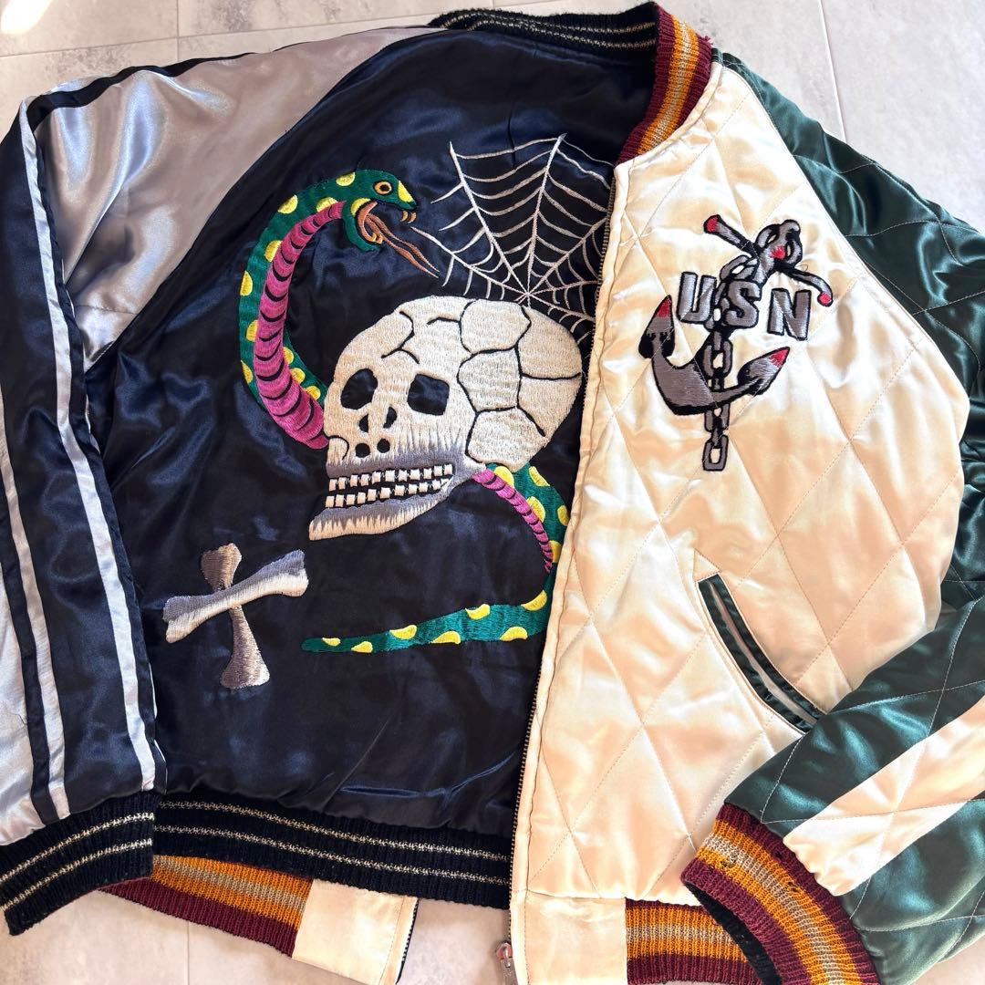 わ*き様 【入手困難】名作 東洋エンタープライズ 髑髏 スカジャン 中綿 リバー