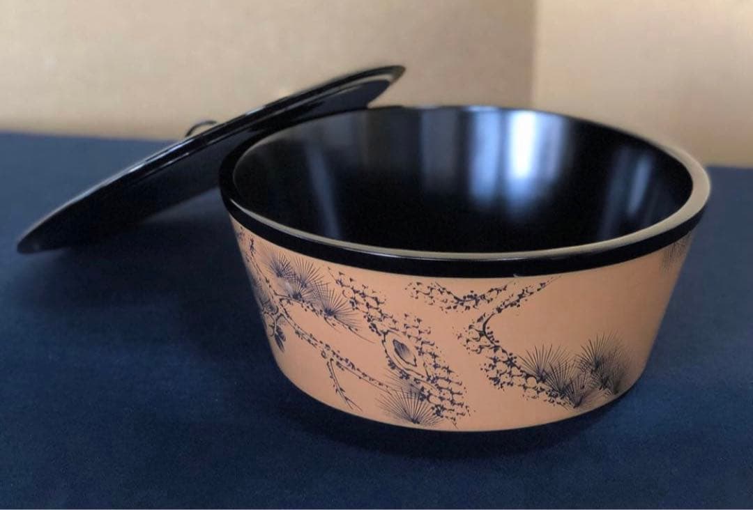 《R》輪島塗 松文彫 水指 前大峰 花押 底印 共箱 260202く3