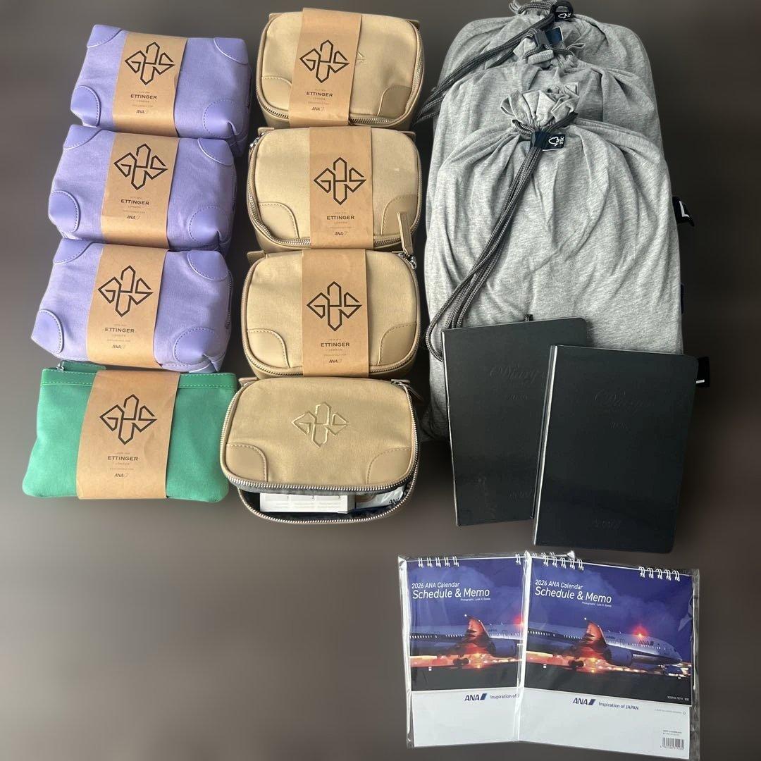 ANA ファーストクラスアメニティ　エッティンガー　パジャマ　カレンダー　ノート