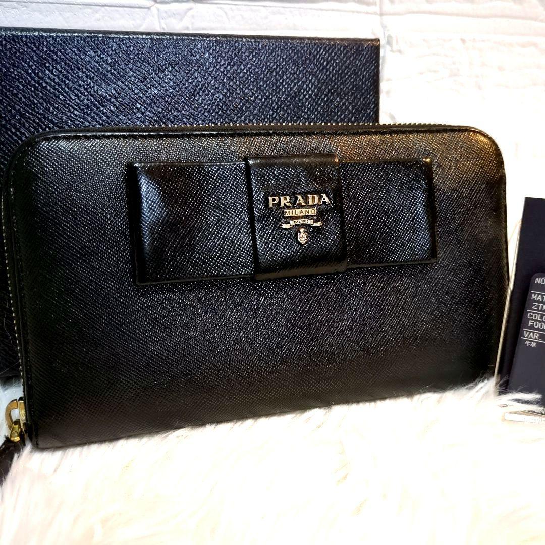 美品】プラダ 長財布 サフィアーノ ラウンドファスナー 黒 ブラック