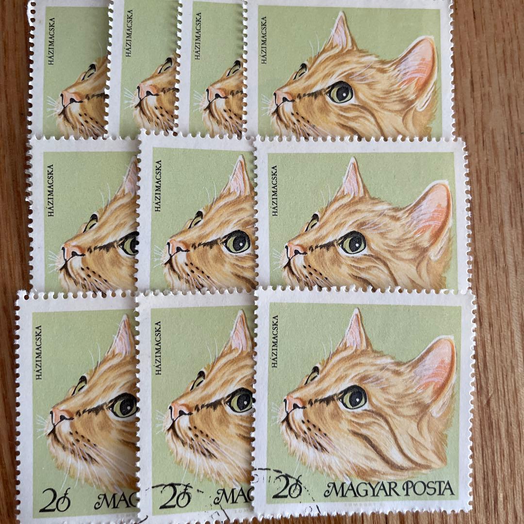 おしゃれな外国切手 ハンガリー 猫 2種 20枚 海外切手 紙もの 古切手