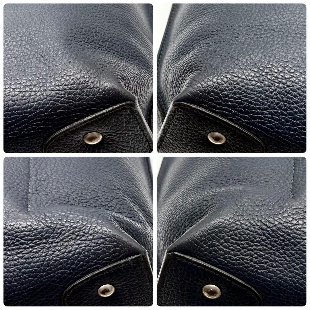 美品】ダニエル＆ボブ トートバッグ レザー A4可 肩掛け ネイビー 保存