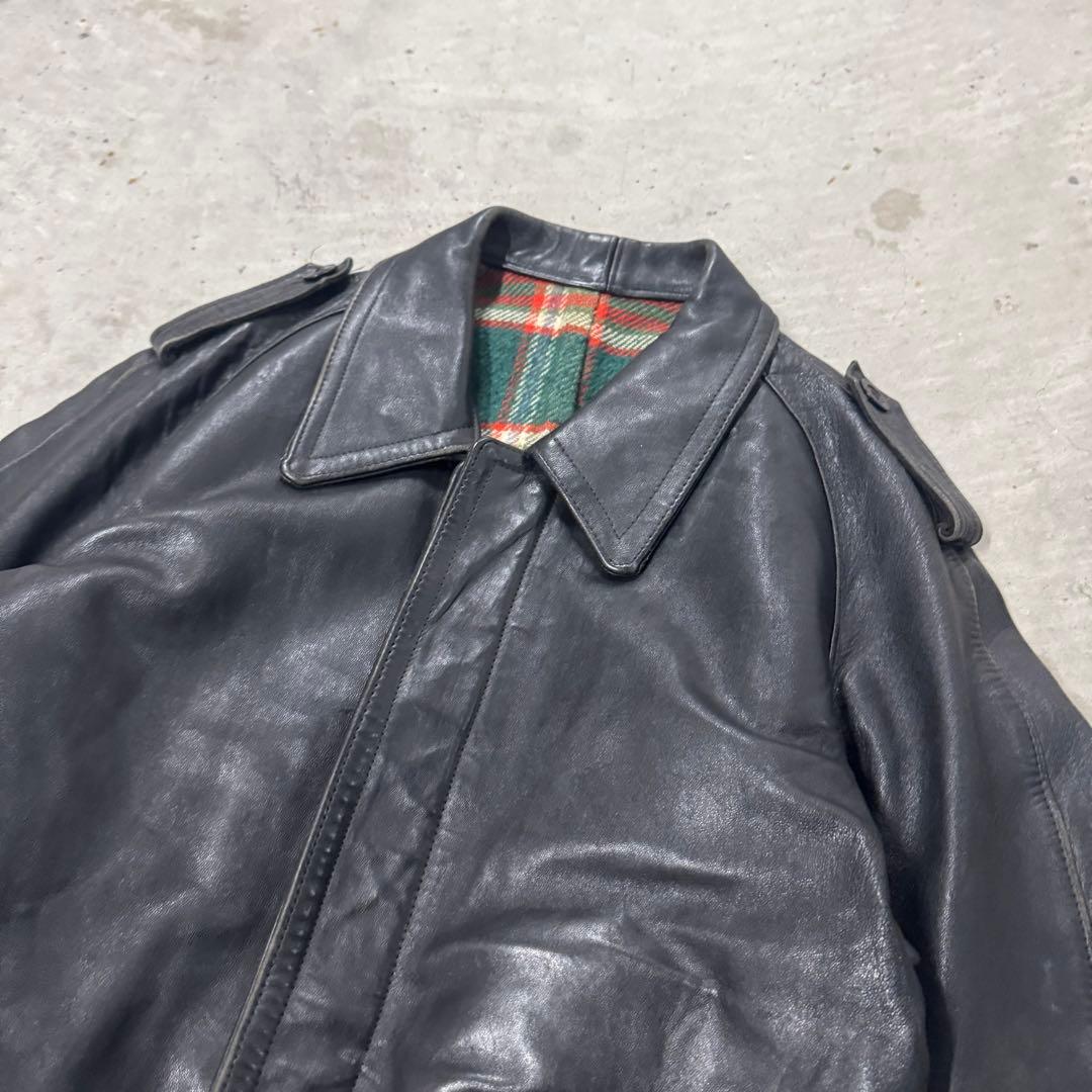 貴重 60s フランス軍 実物 ファイヤーマン レザーコート ミリタリー