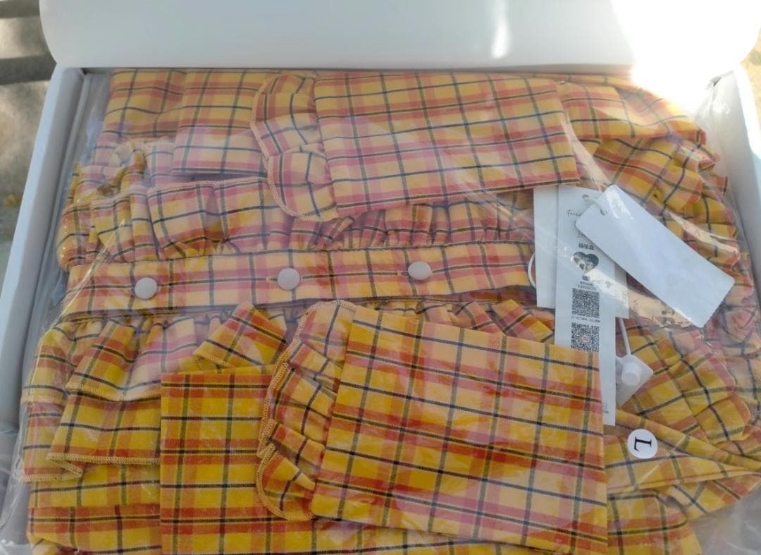 即納」CATCOCOONクラシカルドール 長袖 セットアップ イエローチェック