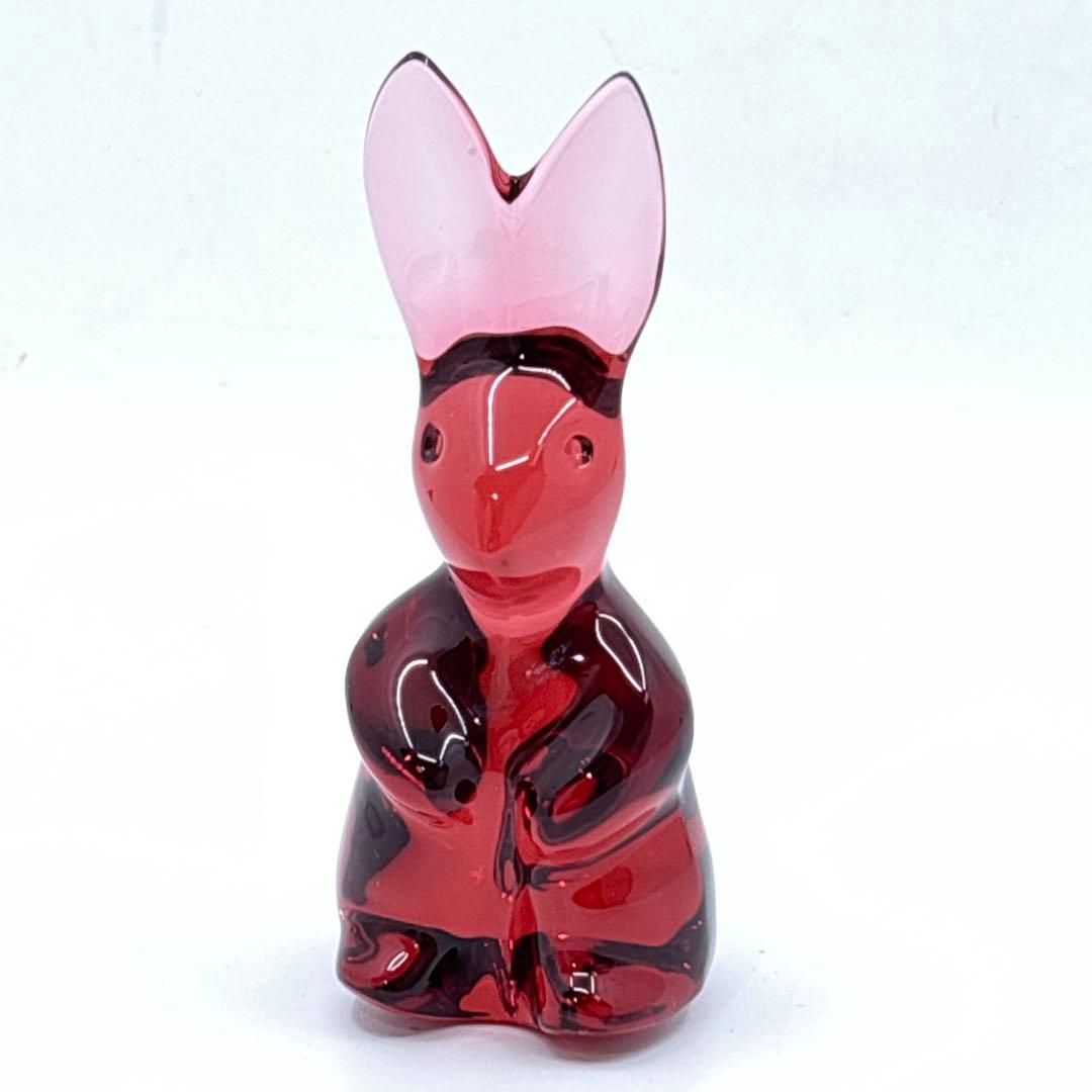 美品 Baccarat バカラ クリスタル フィギュリン うさぎ レッド 兎 卯 バカラ（Baccarat） クリスタル ミッフィー 干支 兎 うさぎ ラビット