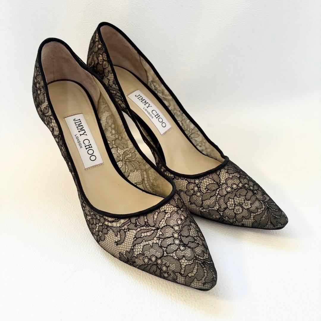 極美品✨JIMMY CHOO ROMY 85 ブラック レース ハイヒール 39 - メルカリ