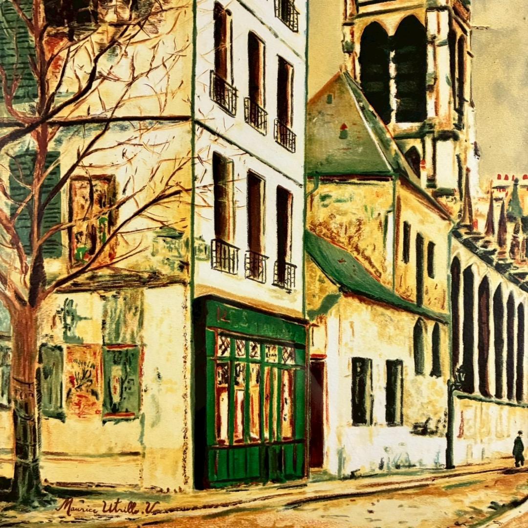 モーリス・ユトリロ「サン・セヴランの教会」リトグラフ 直筆サイン入