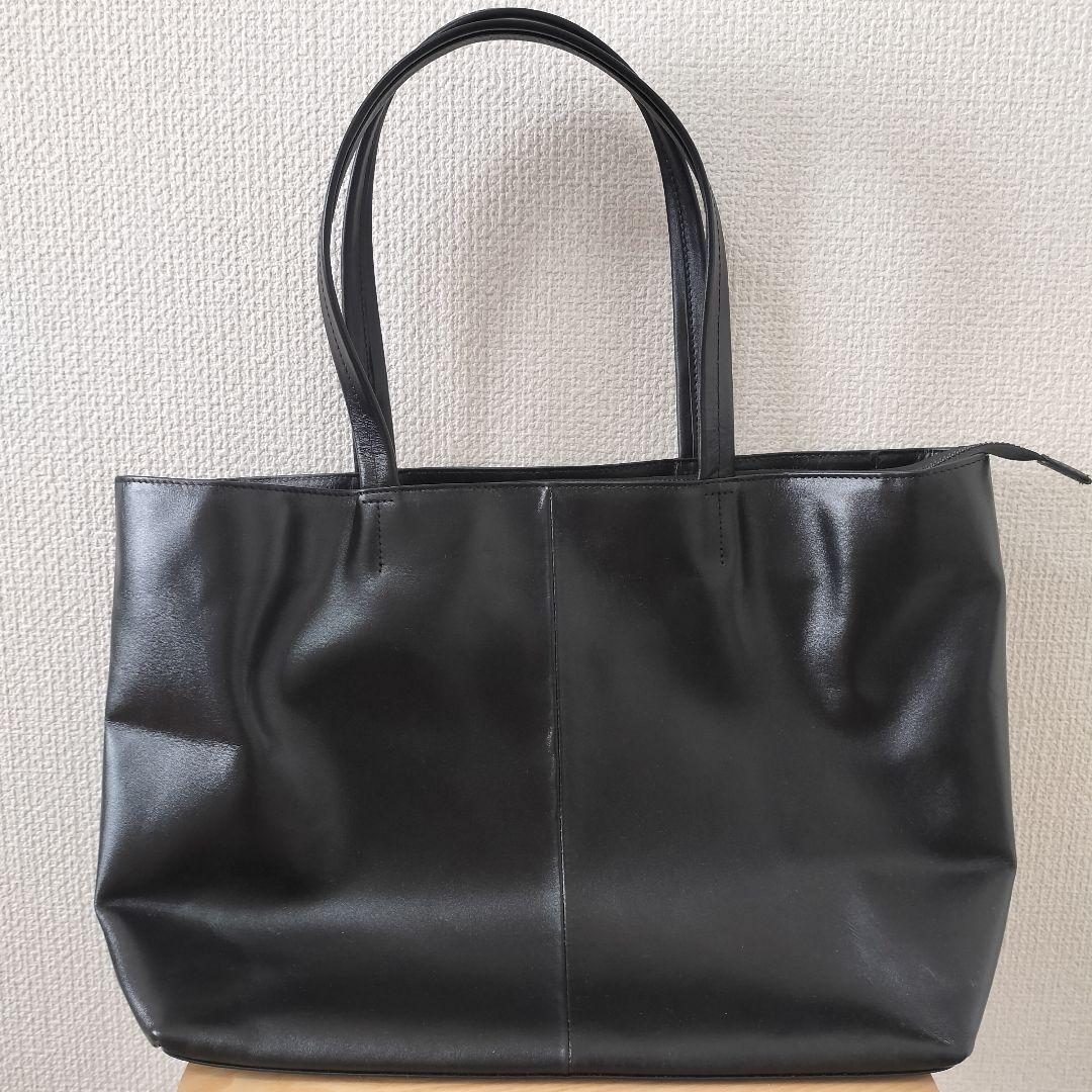 ユナイテッドアローズグリーンレーベル　レザートートバッグ　黒　ブラック　本革