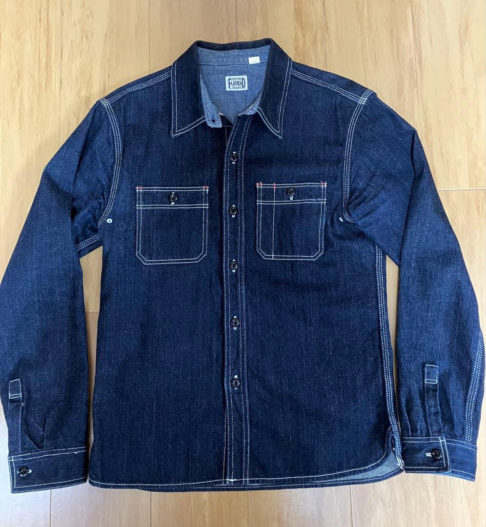 【美品】FLAT HEAD フラットヘッド 7010W デニムワークシャツ 38