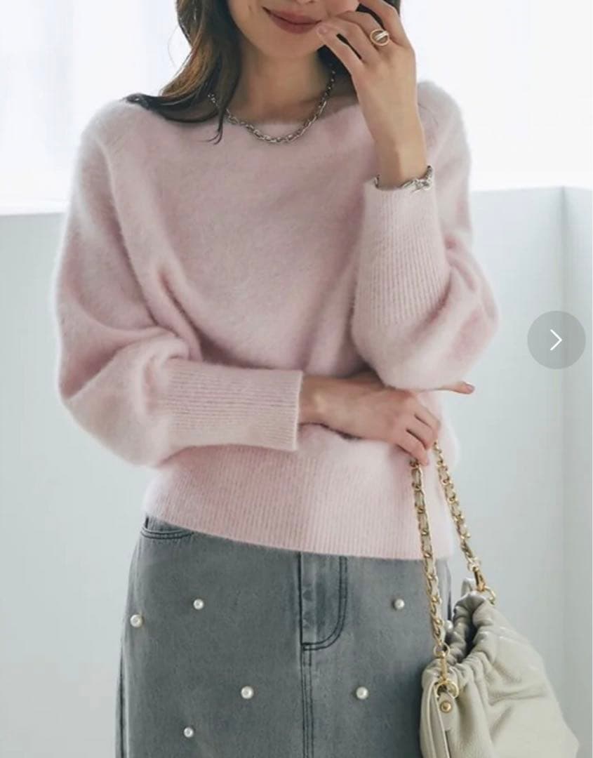 新品】ラブティックボンボン ヘアリー ウールカシミヤ混オフショル