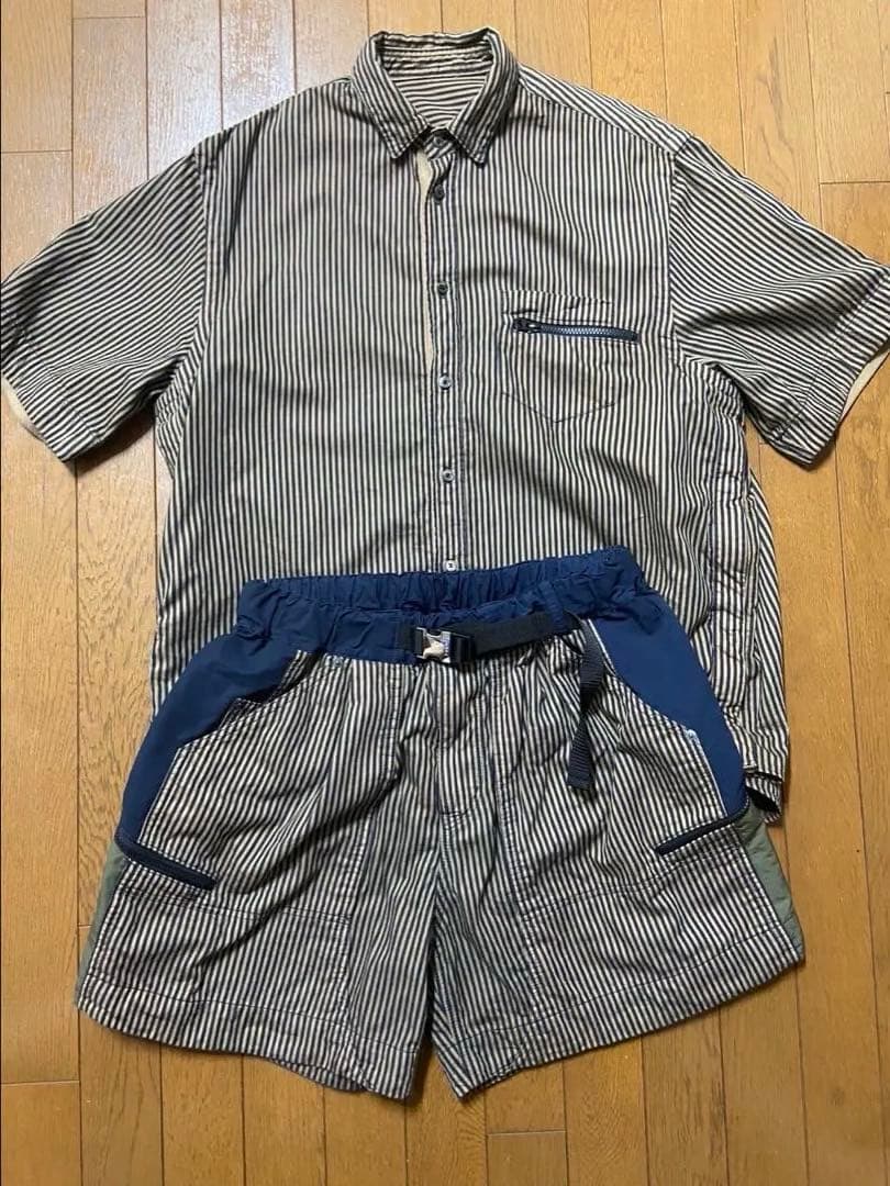 シ*タ様 sacai 22ss 半袖シャツ ハーフパンツ セットアップ 3L X 人気コラボ！【sacai x Carhartt WIP】 メンズショートパンツ (sacai